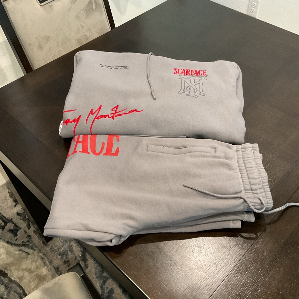 Scarface Gray and Red Men's Hoodie and Joggers Set